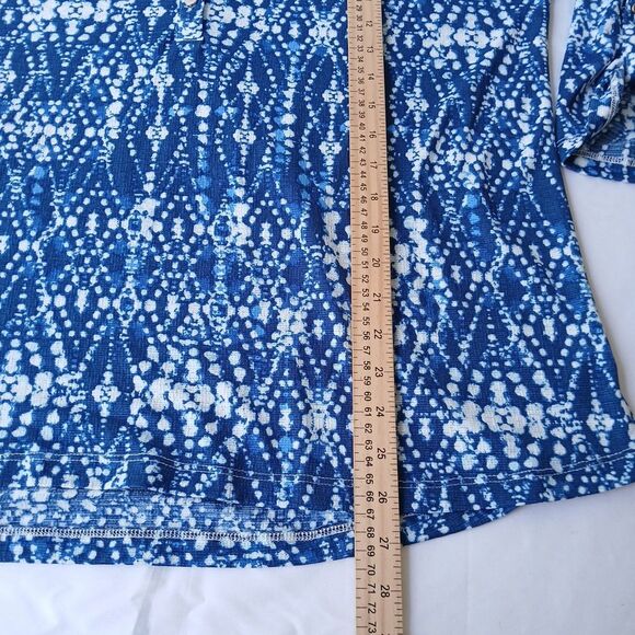 Kate Park Women's Size XL Blue White Blouse Top 3/4 Sleeve Lightweight Packable - Picture 7 of 8